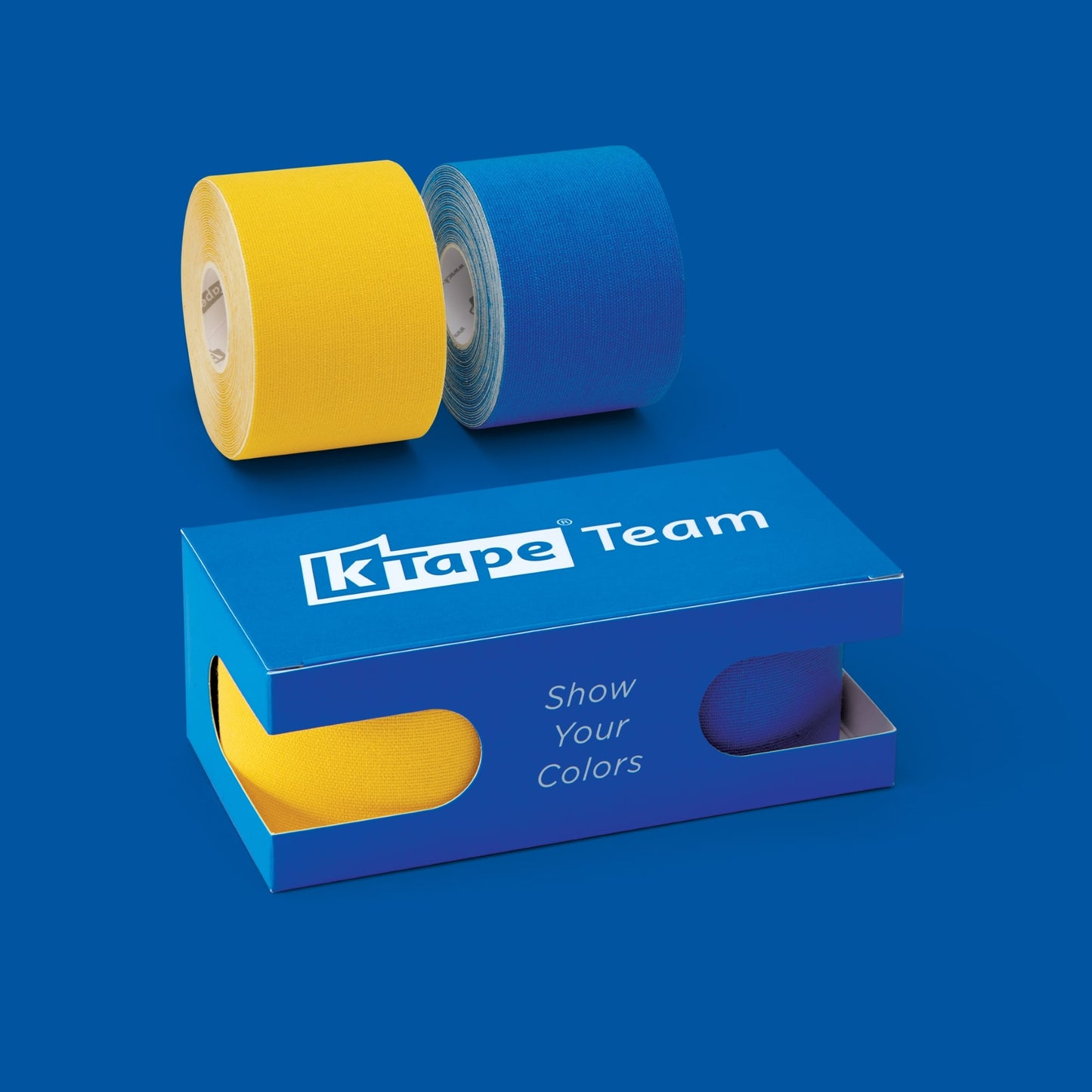 K-Tape Team Yellow &amp; Sport Blue, Caja Sport Blue
